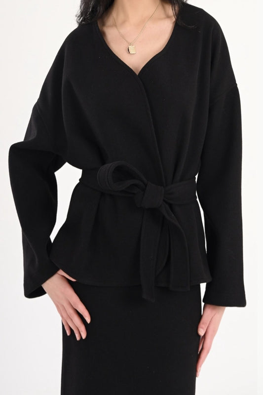 Noir Belted Skirt Set