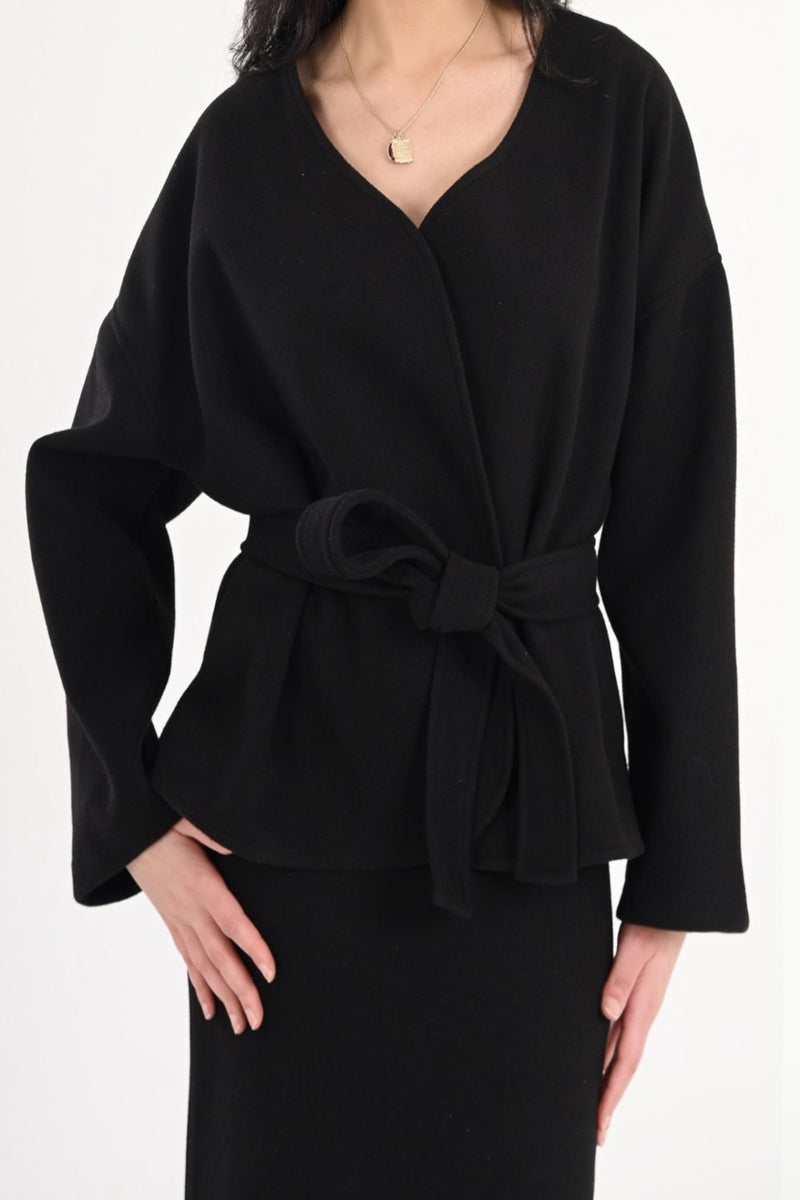 Noir Belted Skirt Set